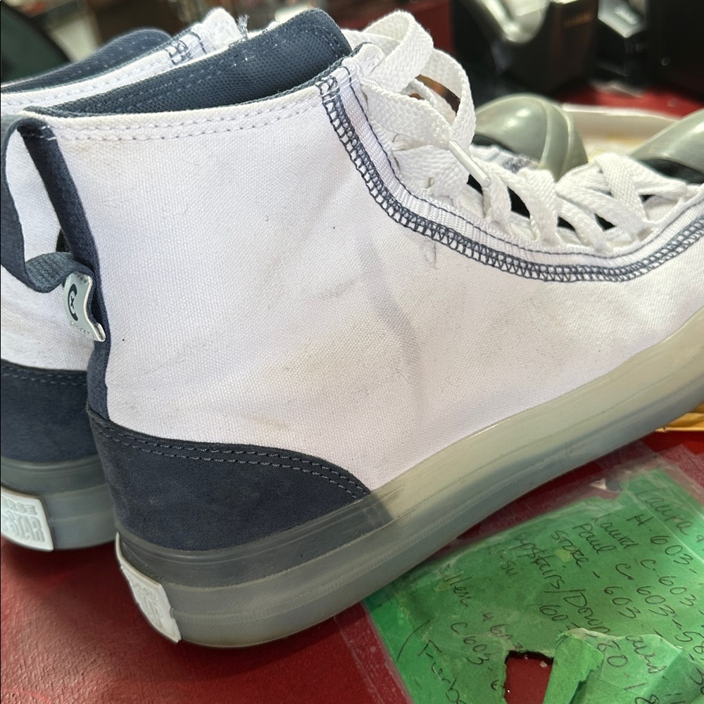 Men 11 Converse Chuck Taylor White Hi High Top Clear Translucent Blue Ice Soles - Picture 6 of 7